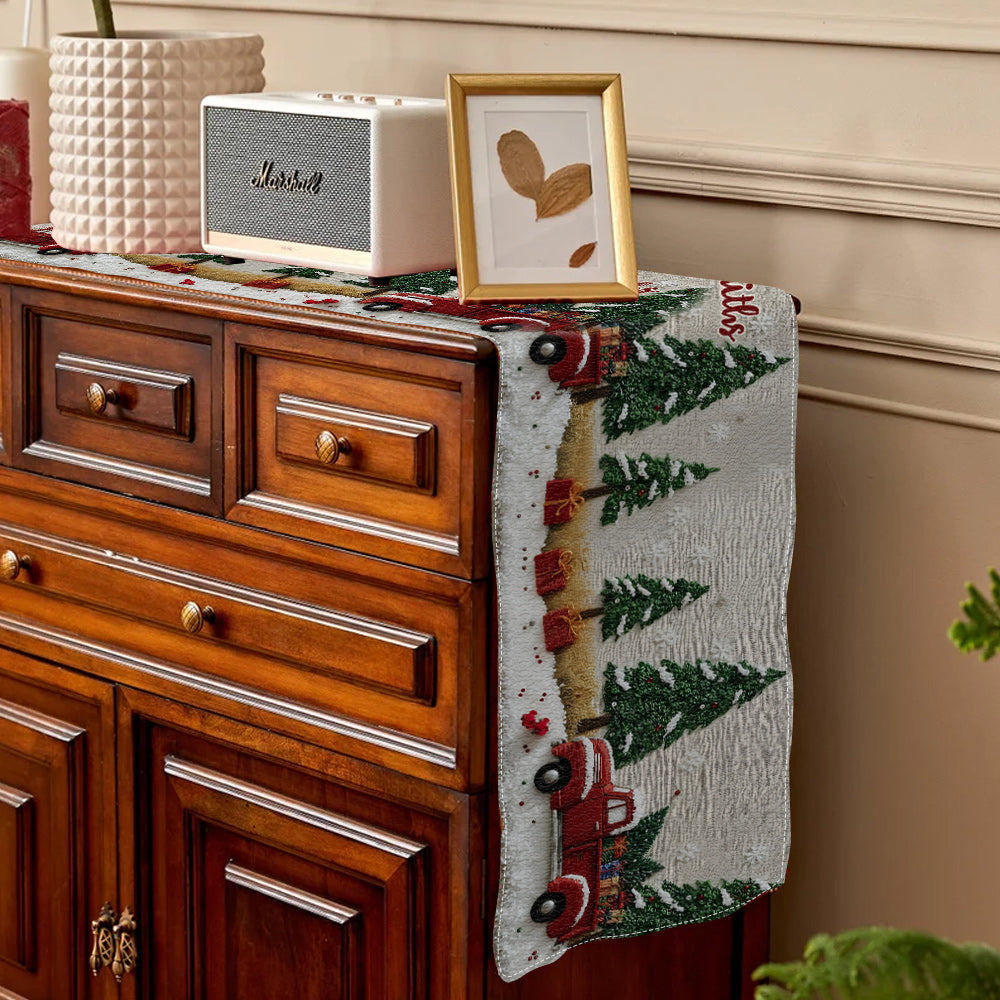 Tous les cœurs rentrent à la maison pour Noël - Chemin de table familial personnalisé