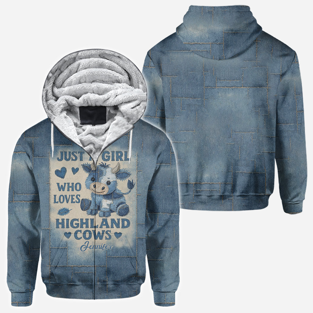 Une fille qui aime les vaches des Highlands - T-shirt personnalisé avec motif vache des Highlands