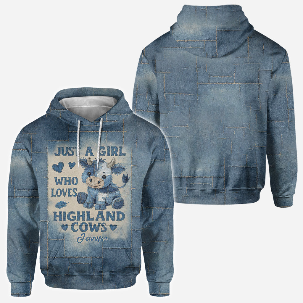 Une fille qui aime les vaches des Highlands - T-shirt personnalisé avec motif vache des Highlands