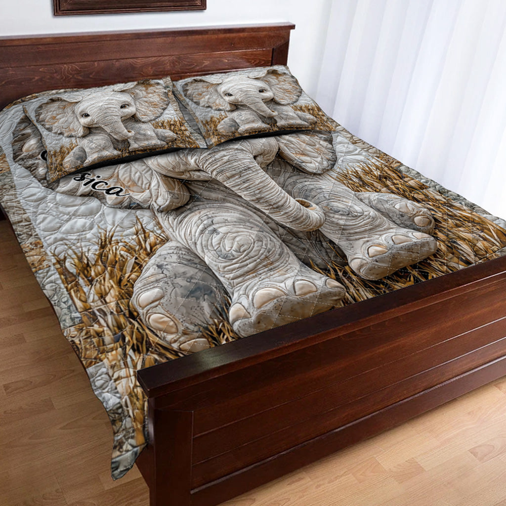 Adorable éléphant - Ensemble de courtepointe personnalisé avec éléphant