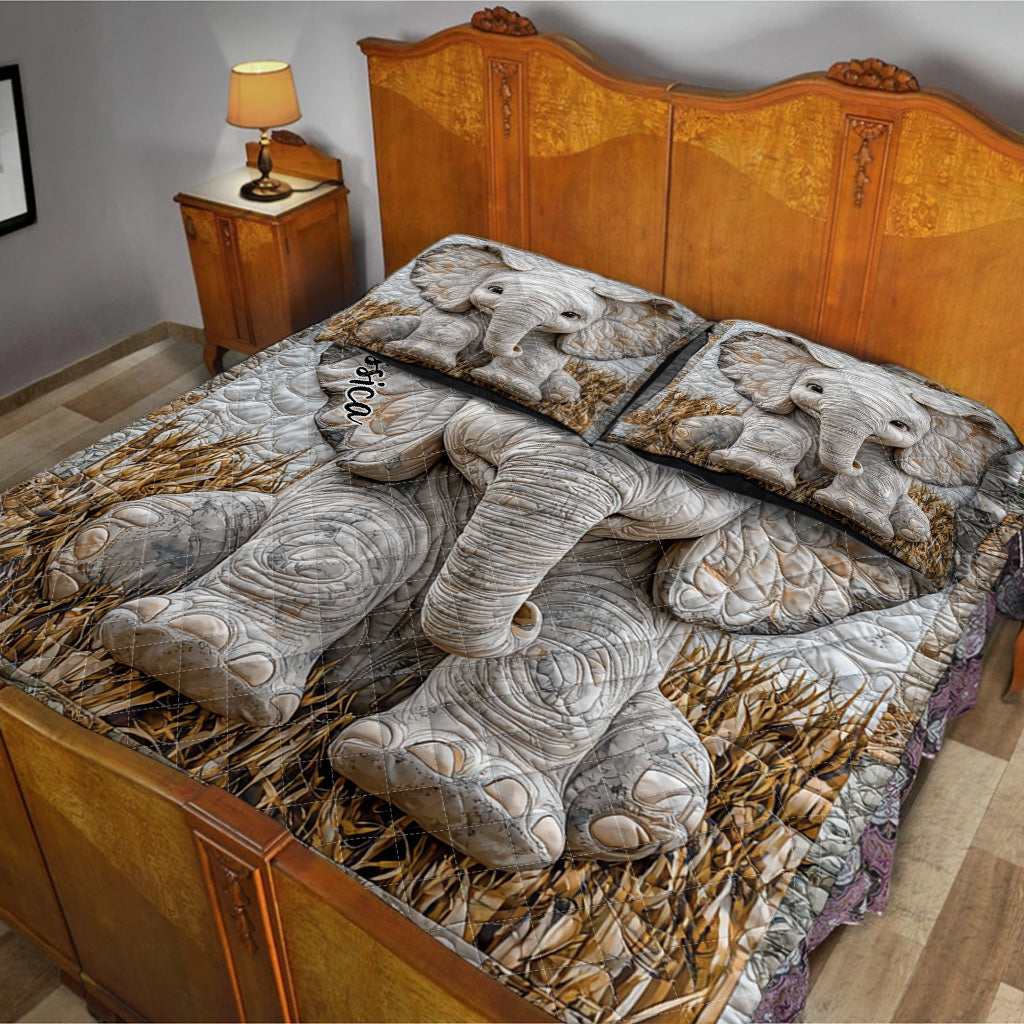 Adorable éléphant - Ensemble de courtepointe personnalisé avec éléphant