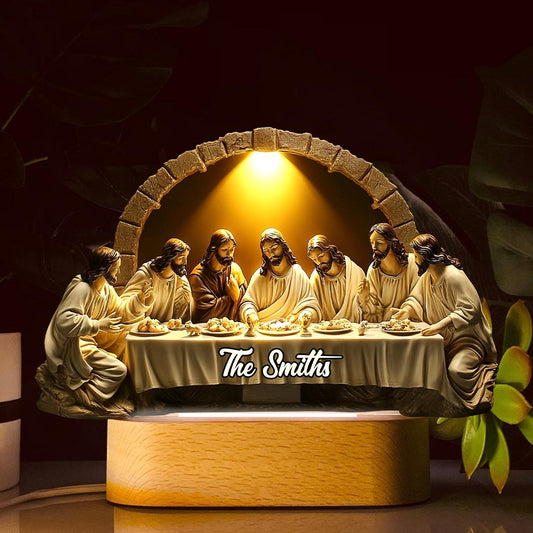 La Cène - Plaque lumineuse personnalisée en forme de croix chrétienne