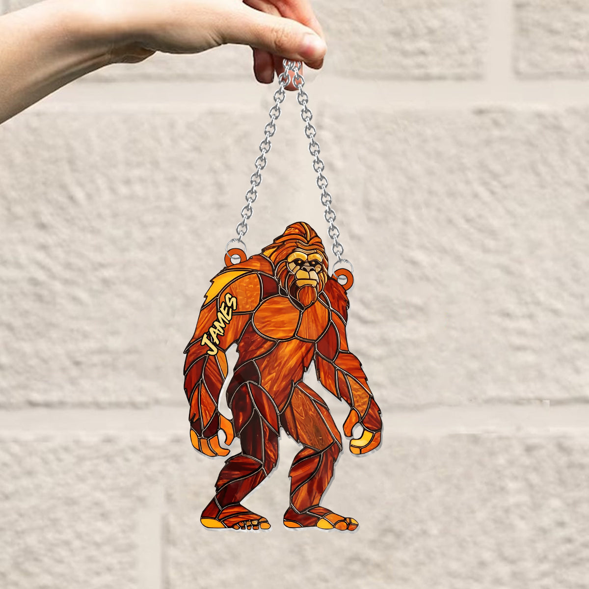 Sasquatch - Personalized Camping Window Hanging Suncatcher Ornament