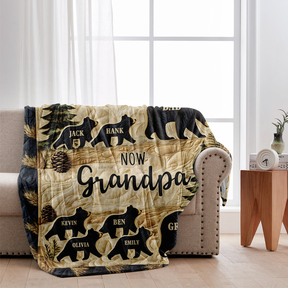 First Dad Now Grandpa - Personalized Grandpa Blanket
