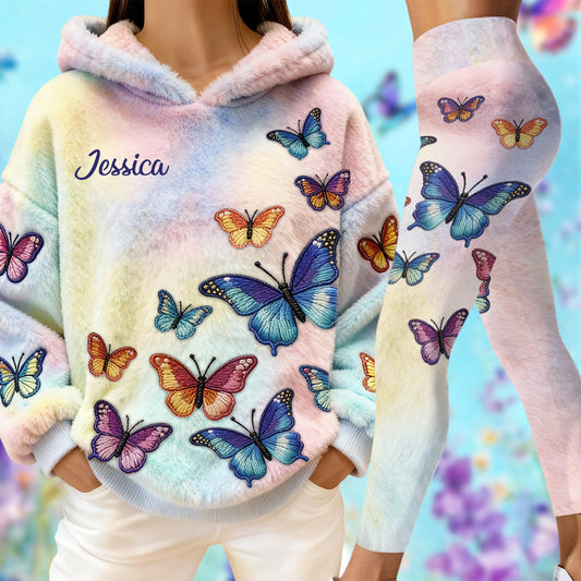 Colorful Butterflies - Personalized Butterfly Hoodie and Leggings