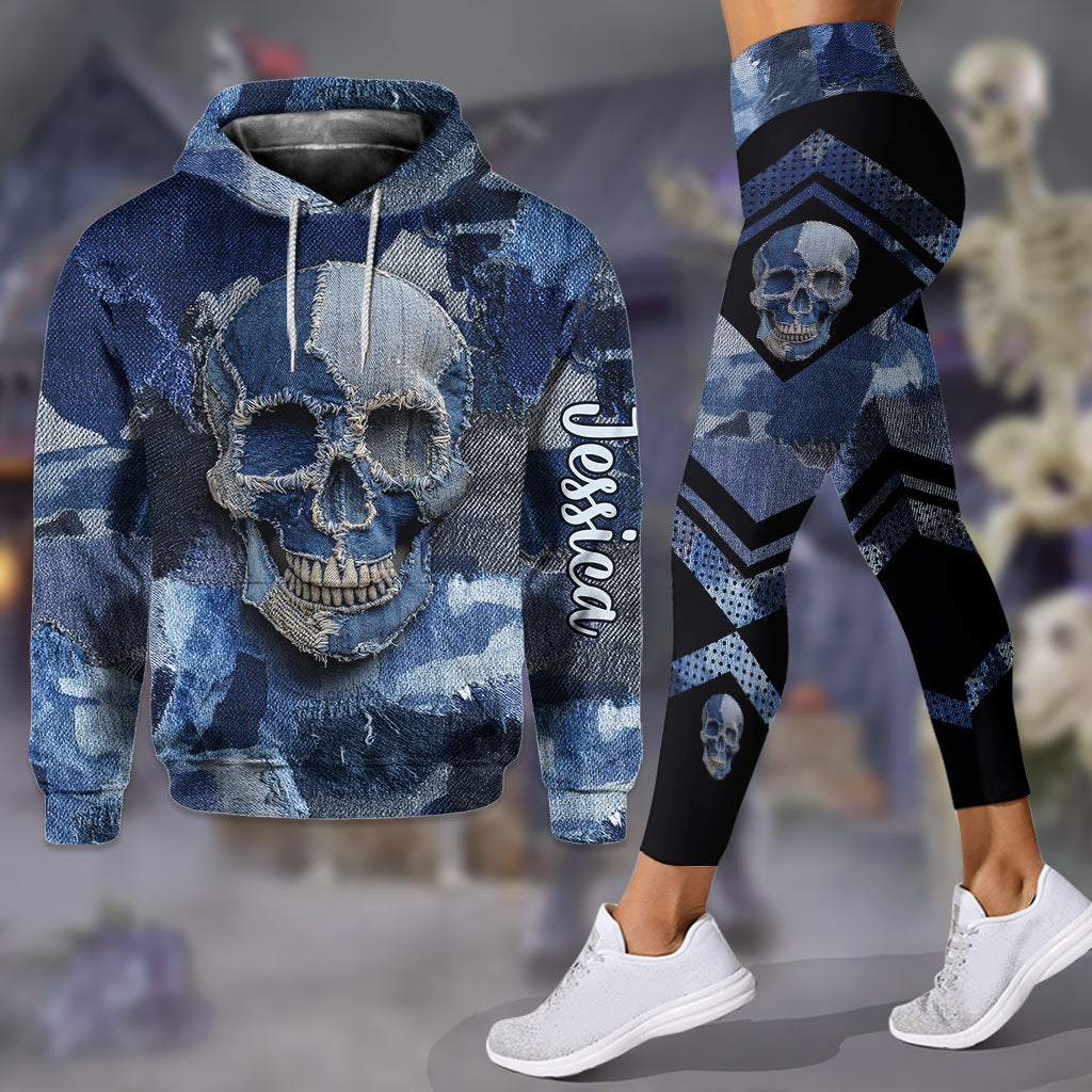 Denim Skull - Sweat à capuche et leggings personnalisés avec motif tête de mort