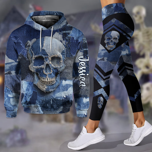 Denim Skull - Sweat à capuche et leggings personnalisés avec motif tête de mort
