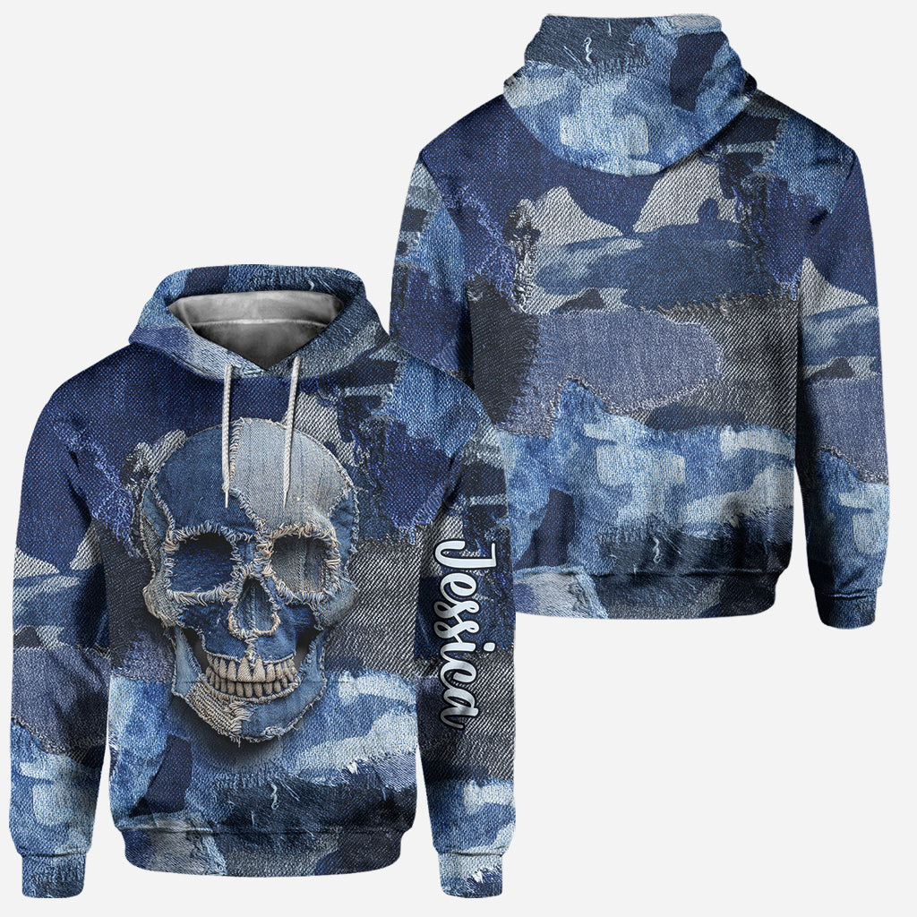 Denim Skull - Sweat à capuche et leggings personnalisés avec motif tête de mort
