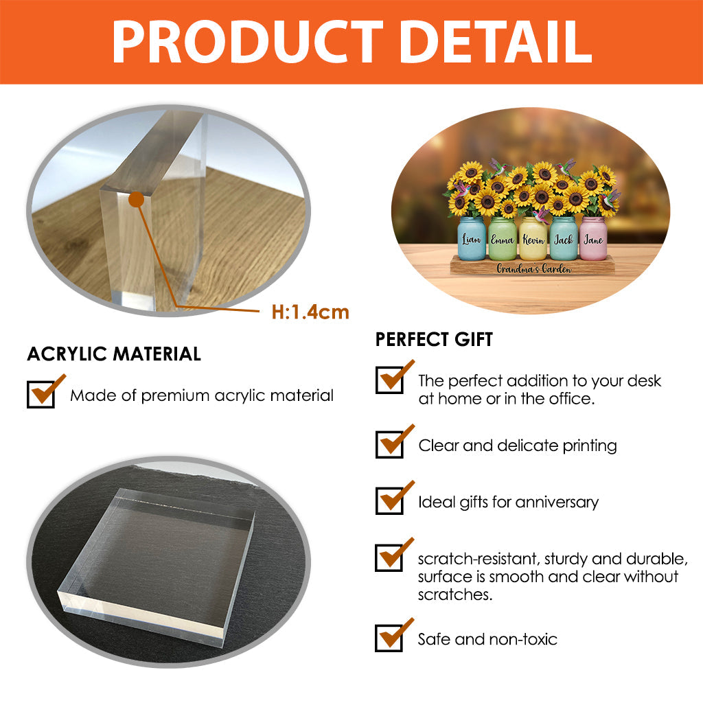 Grandma's Garden - Personalized Grandma Custom Shaped Acrylic Plaque