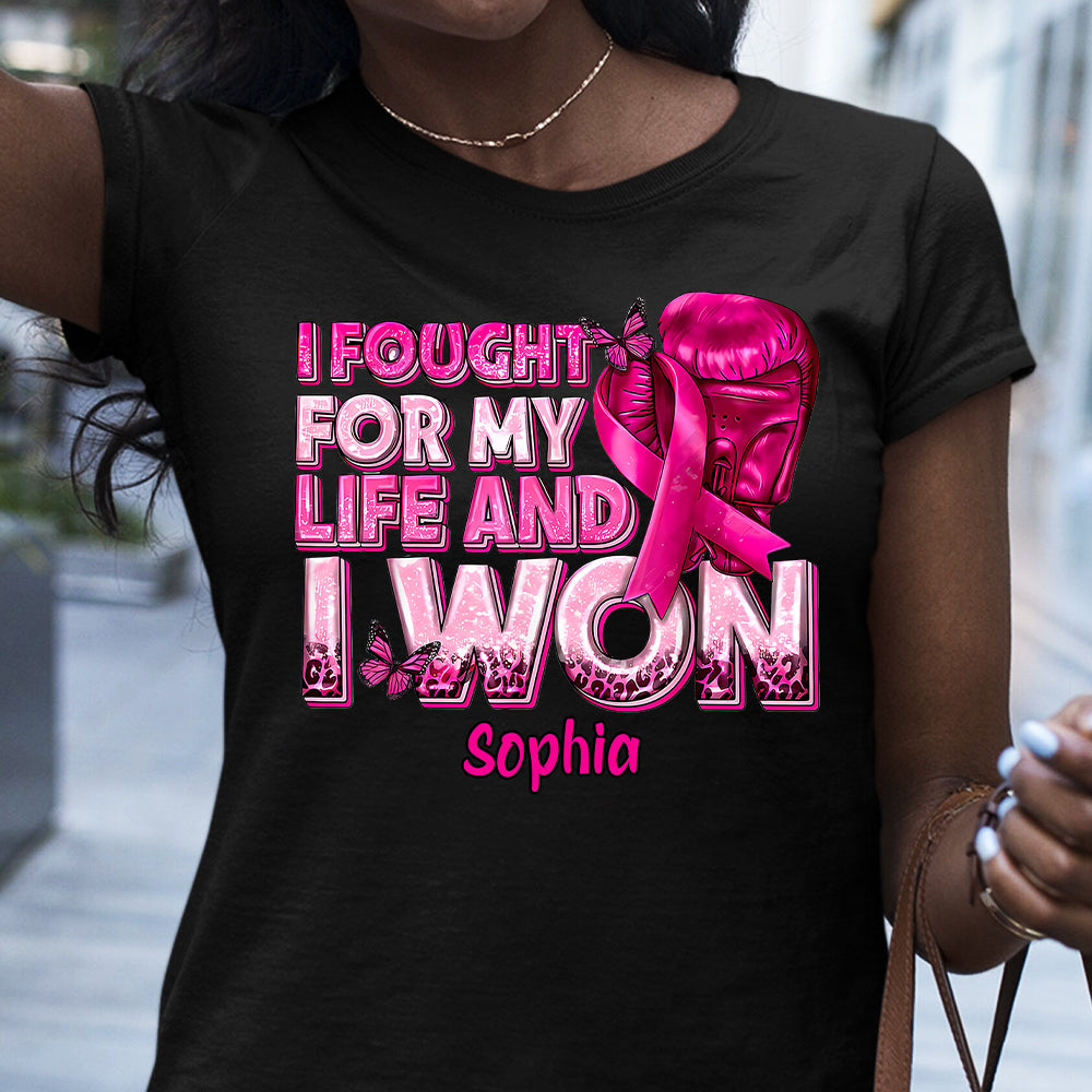 Gants de boxe et ruban rose - T-shirt et sweat à capuche personnalisés pour la sensibilisation au cancer du sein