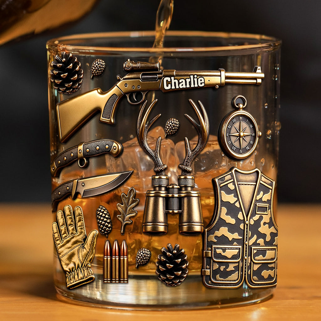 Passionné de chasse - Verre à whisky personnalisé sur le thème de la chasse