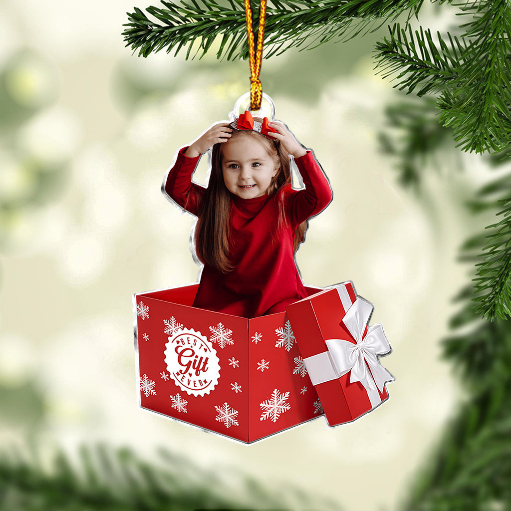 Le plus beau cadeau de tous les temps ! Téléchargement photo - Ornement familial personnalisé en forme de pièce unique