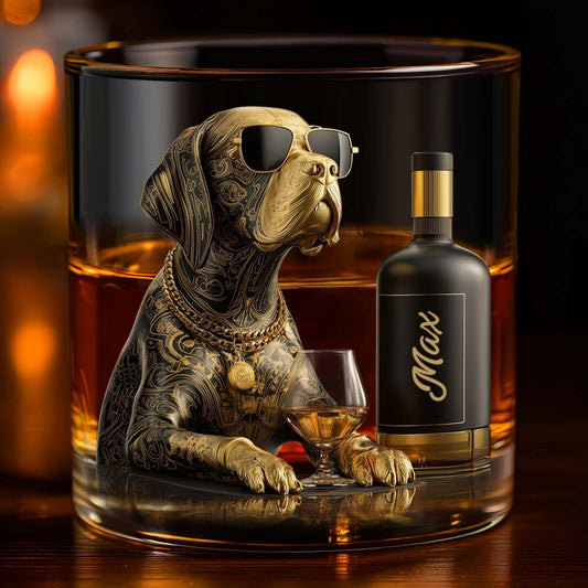 Chien et whisky - Verre à whisky personnalisé