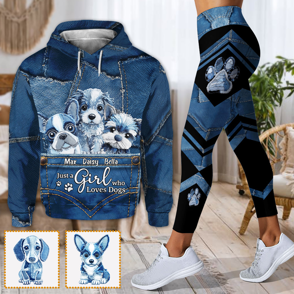 Juste une fille qui aime les chiens - Sweat à capuche et leggings personnalisés pour chiens