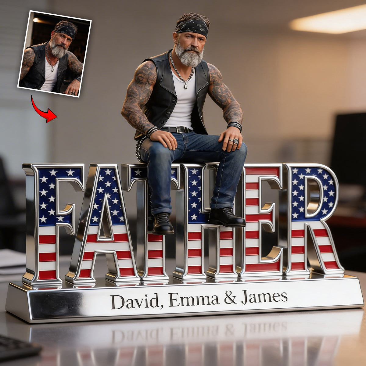Custom Any Photo, Any Title - Personalized Father Custom Shaped Acrylic Plaque