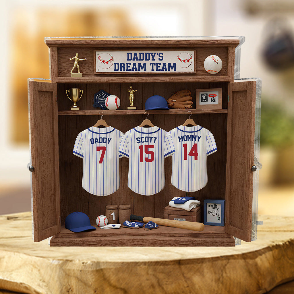 Cadeau idéal pour papa ou grand-père : équipe de baseball de rêve - Plaque acrylique personnalisée.
