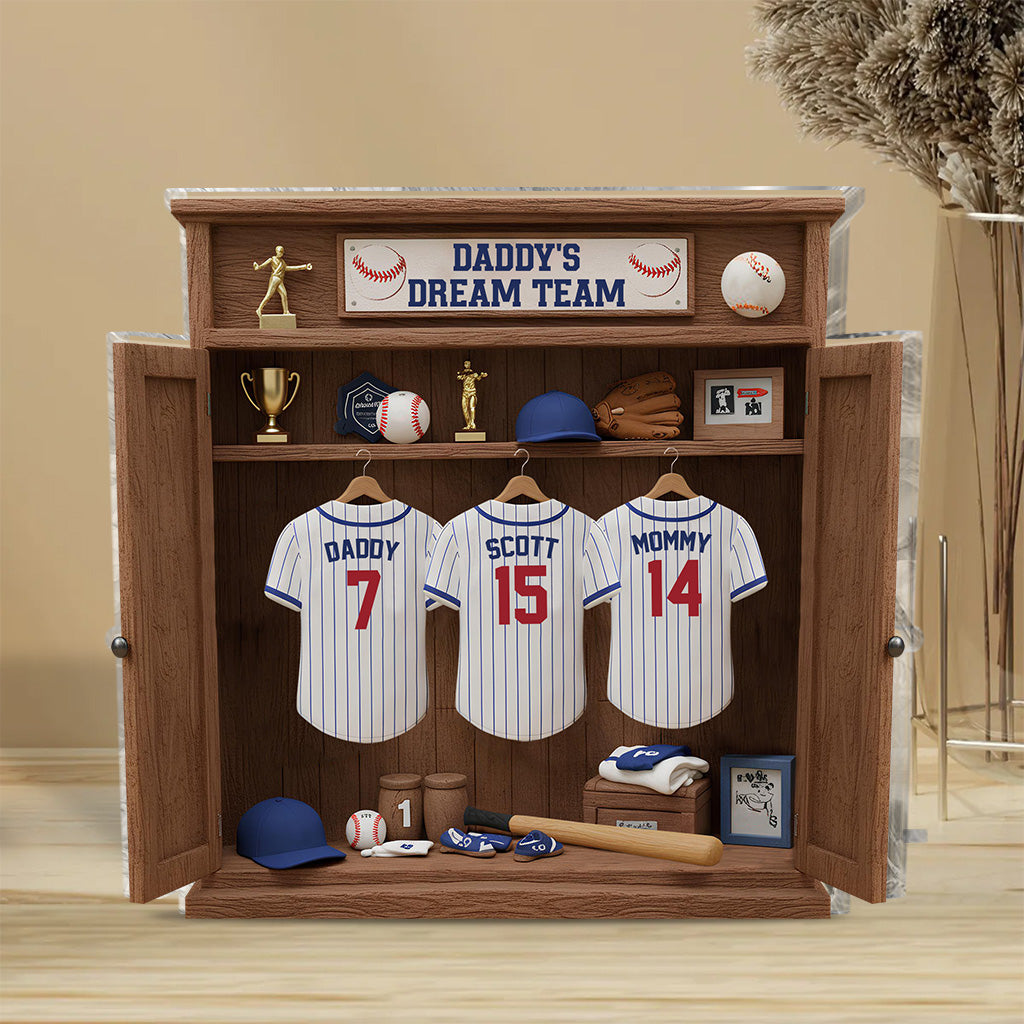 Cadeau idéal pour papa ou grand-père : équipe de baseball de rêve - Plaque acrylique personnalisée.