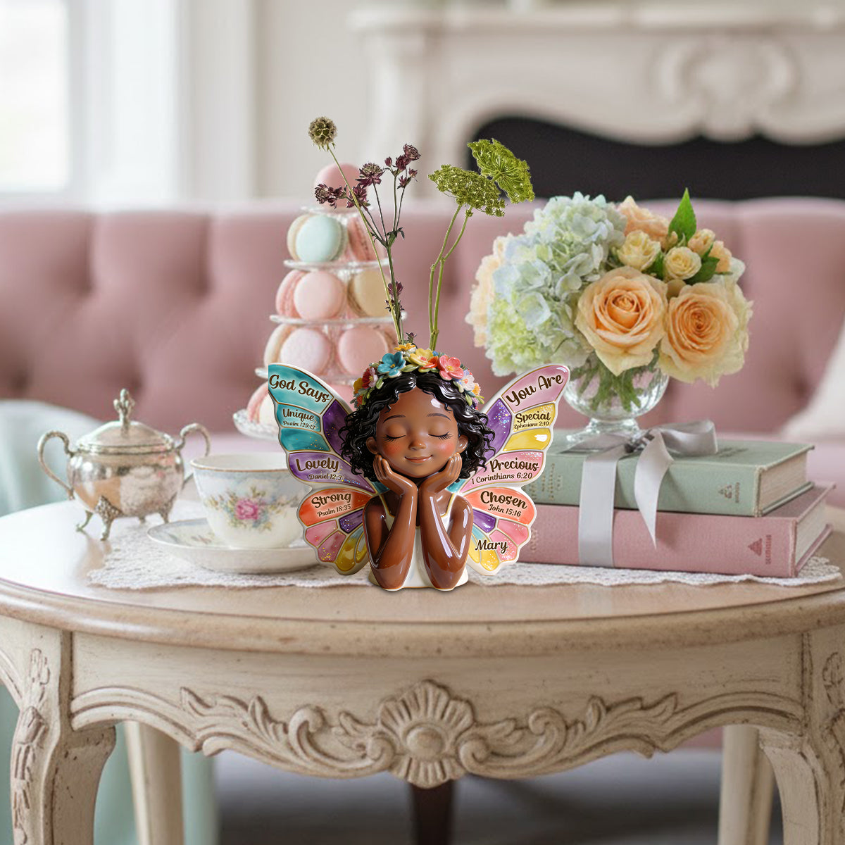 God Says You Are - Personalized African American Custom Shape Acrylic Flower Vase