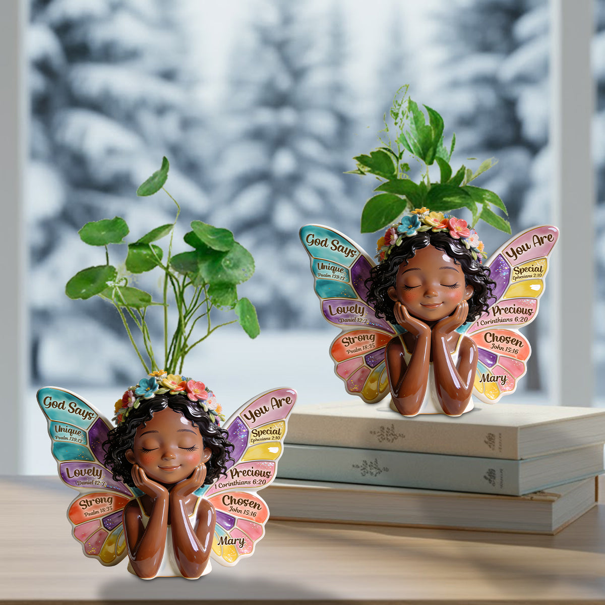 God Says You Are - Personalized African American Custom Shape Acrylic Flower Vase