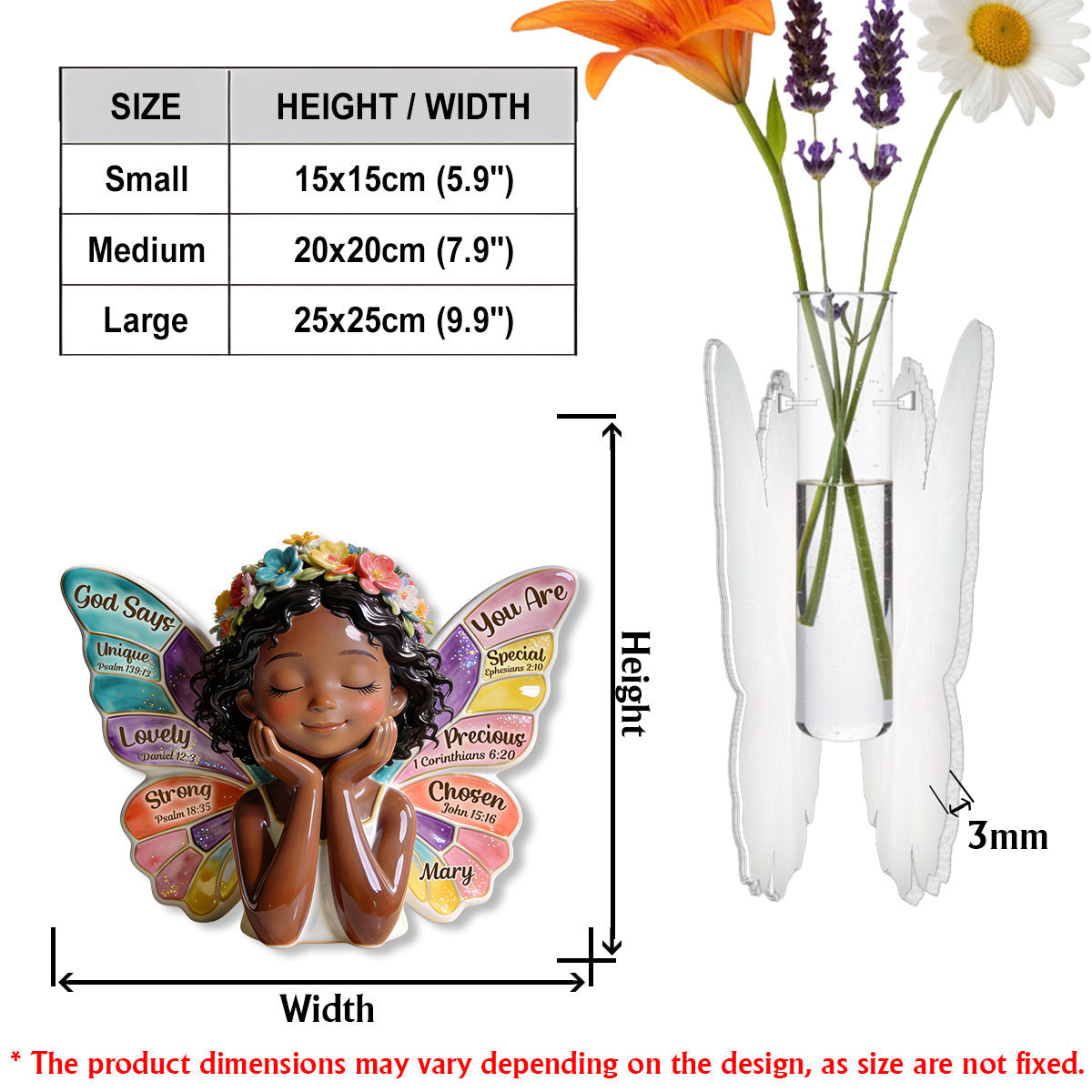 God Says You Are - Personalized African American Custom Shape Acrylic Flower Vase