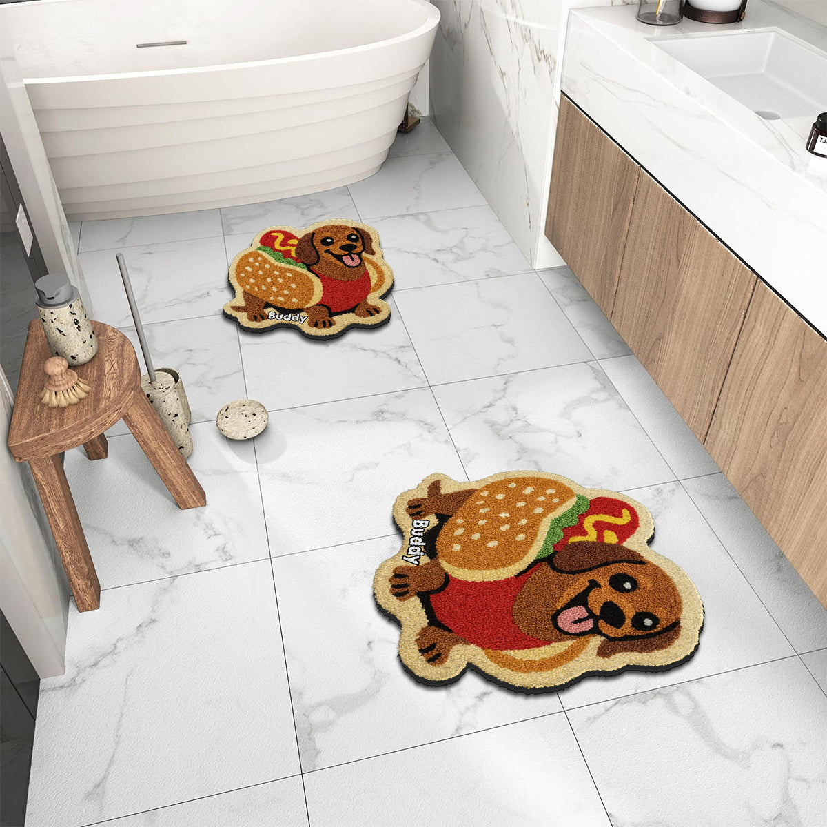 Tapis personnalisé avec photo - Tapis antidérapant à motif teckel