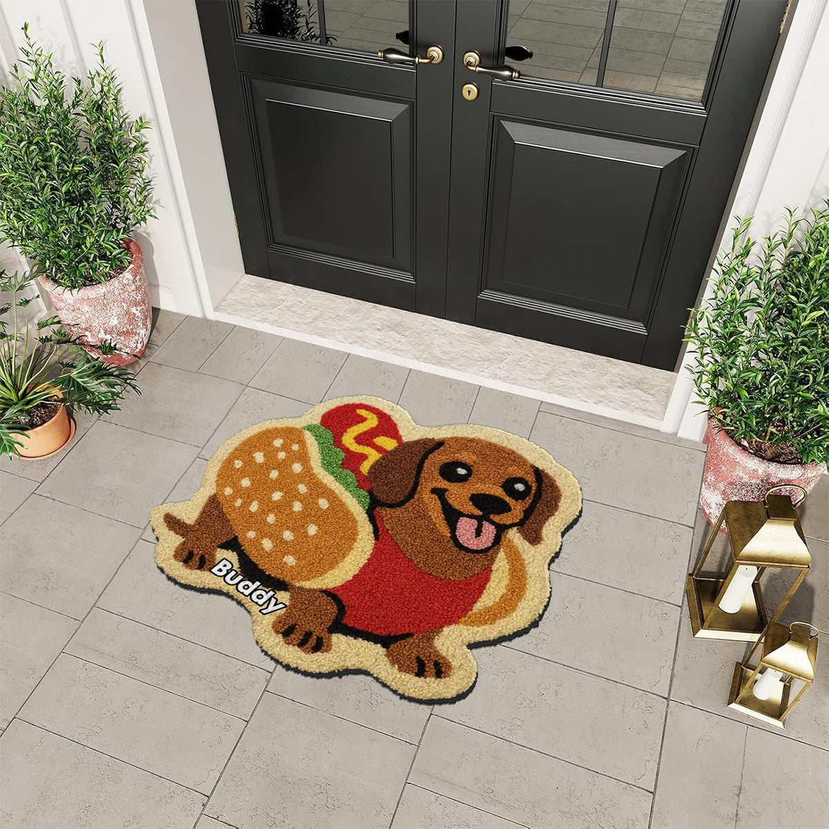 Tapis personnalisé avec photo - Tapis antidérapant à motif teckel