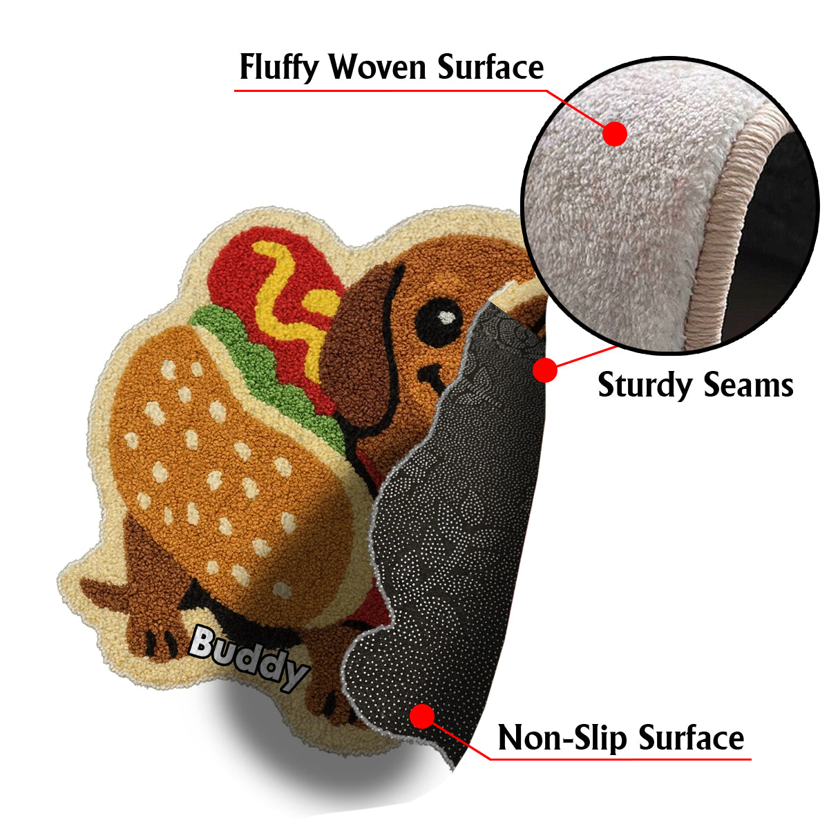 Tapis personnalisé avec photo - Tapis antidérapant à motif teckel