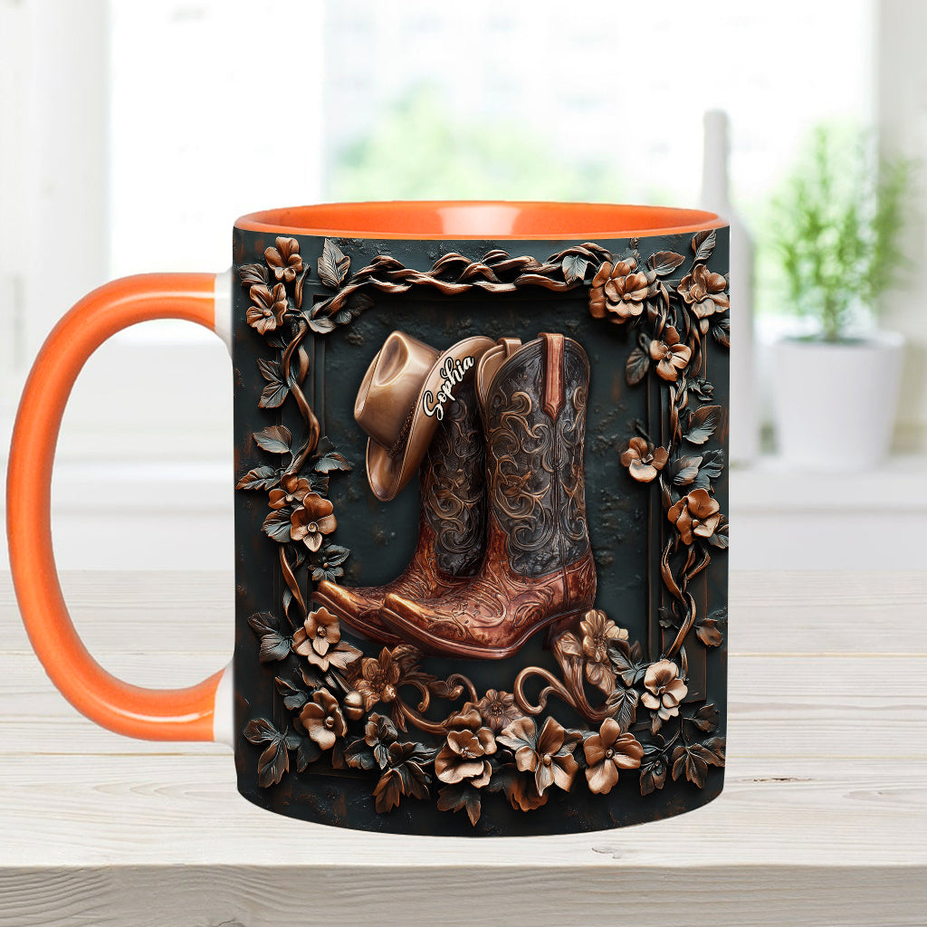 Cowgirl Boots - Personalized Cowgirl Accent Mug & Coaster