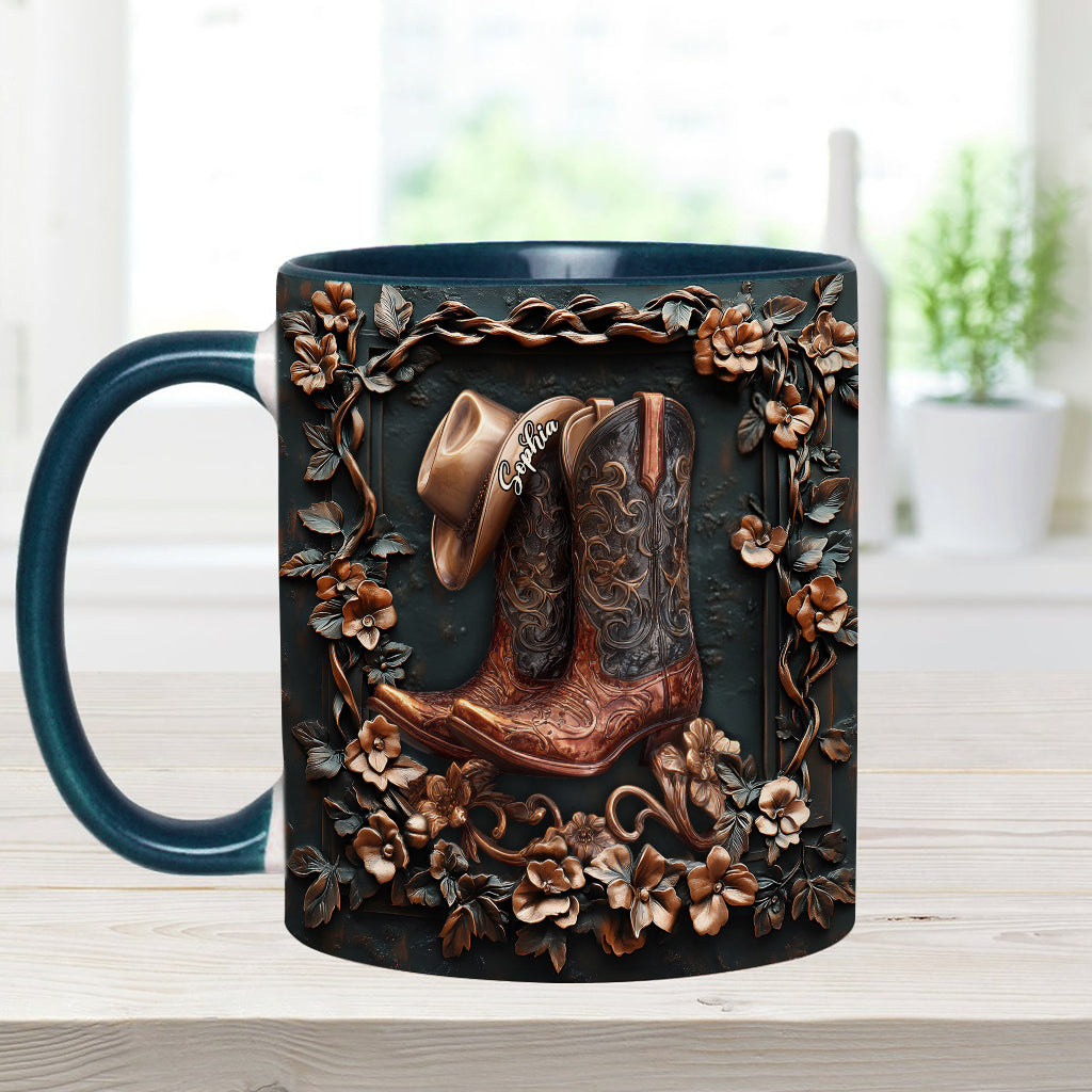 Cowgirl Boots - Personalized Cowgirl Accent Mug & Coaster