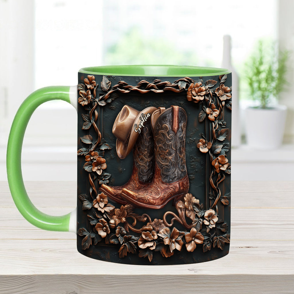 Cowgirl Boots - Personalized Cowgirl Accent Mug & Coaster