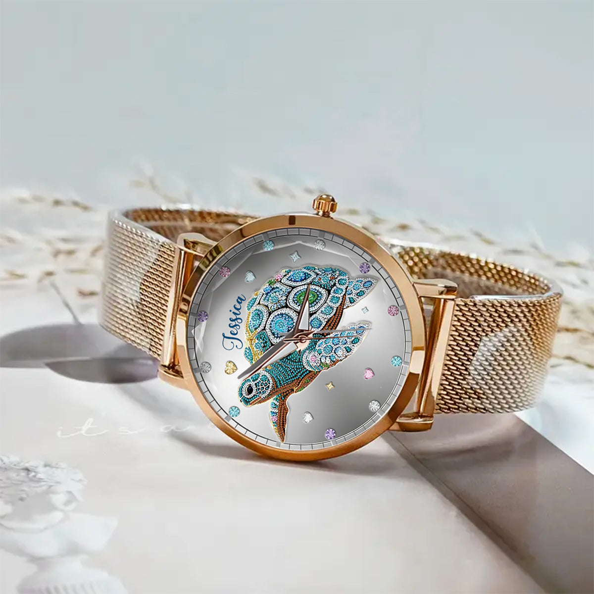 Belle tortue - Montre-bracelet personnalisée pour femme en forme de tortue 