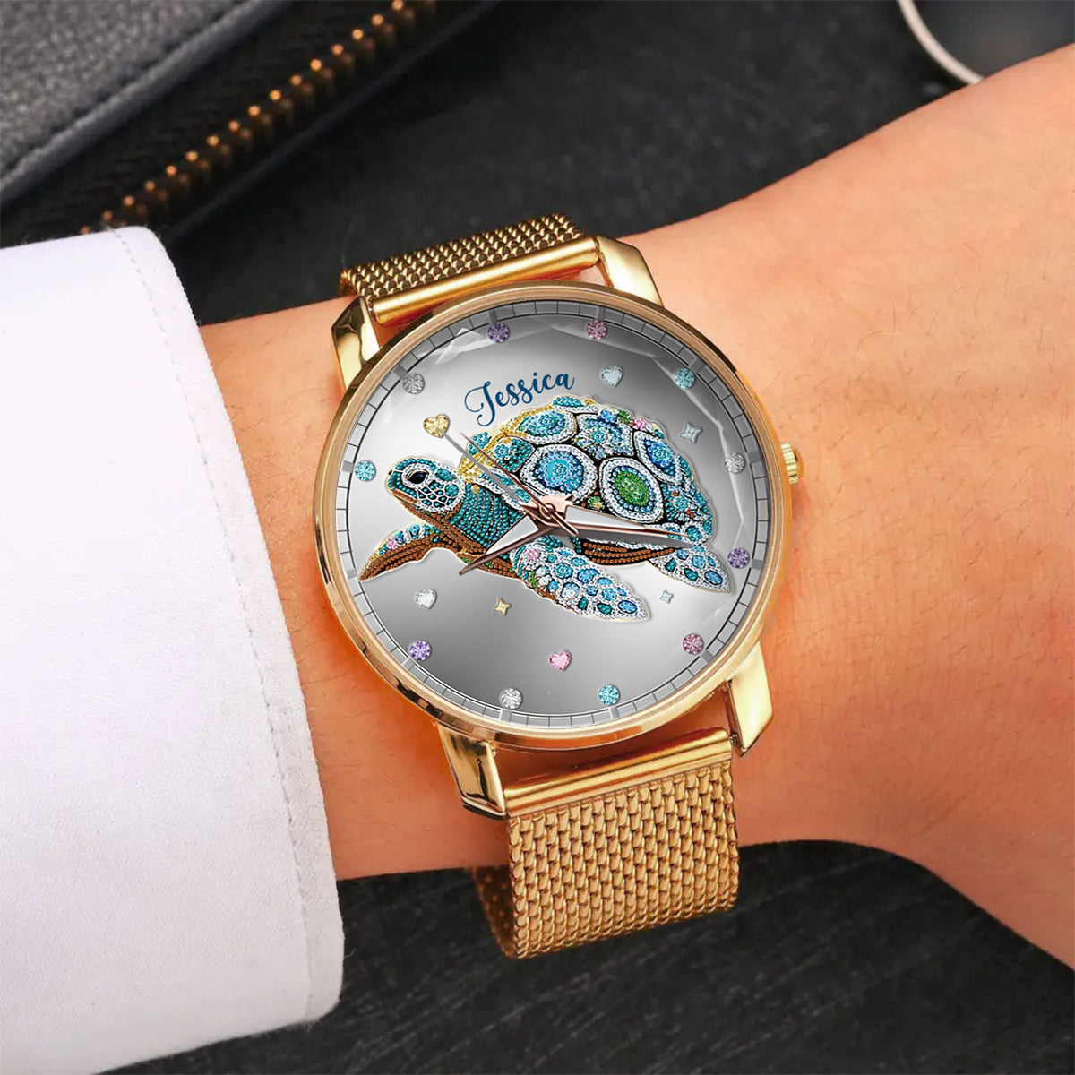 Belle tortue - Montre-bracelet personnalisée pour femme en forme de tortue 