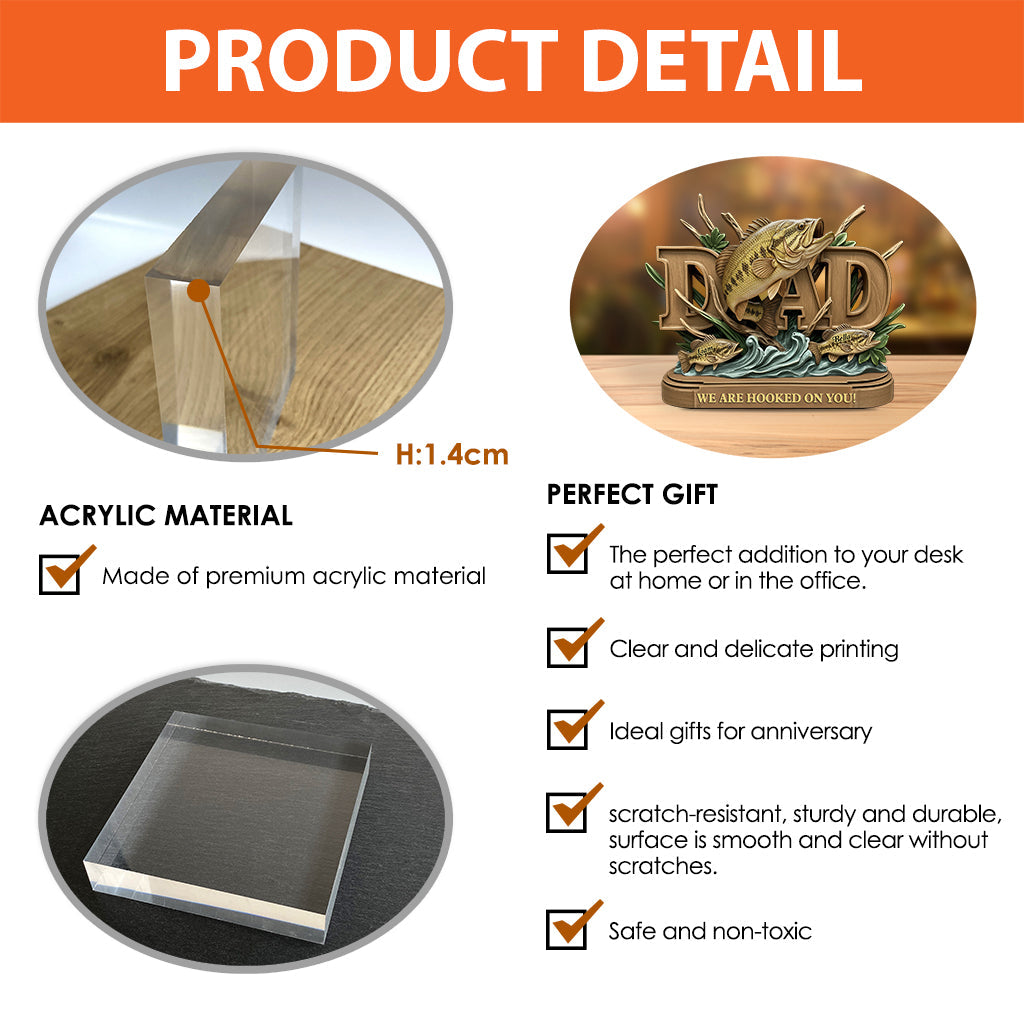 Fishing Dad - Personalized Fishing Custom Shaped Acrylic Plaque