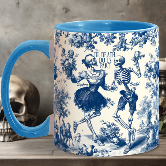 Mug personnalisé pour couple « Jusqu'à ce que la mort nous sépare » Aloha Skeleton - Mug décoratif pour couple