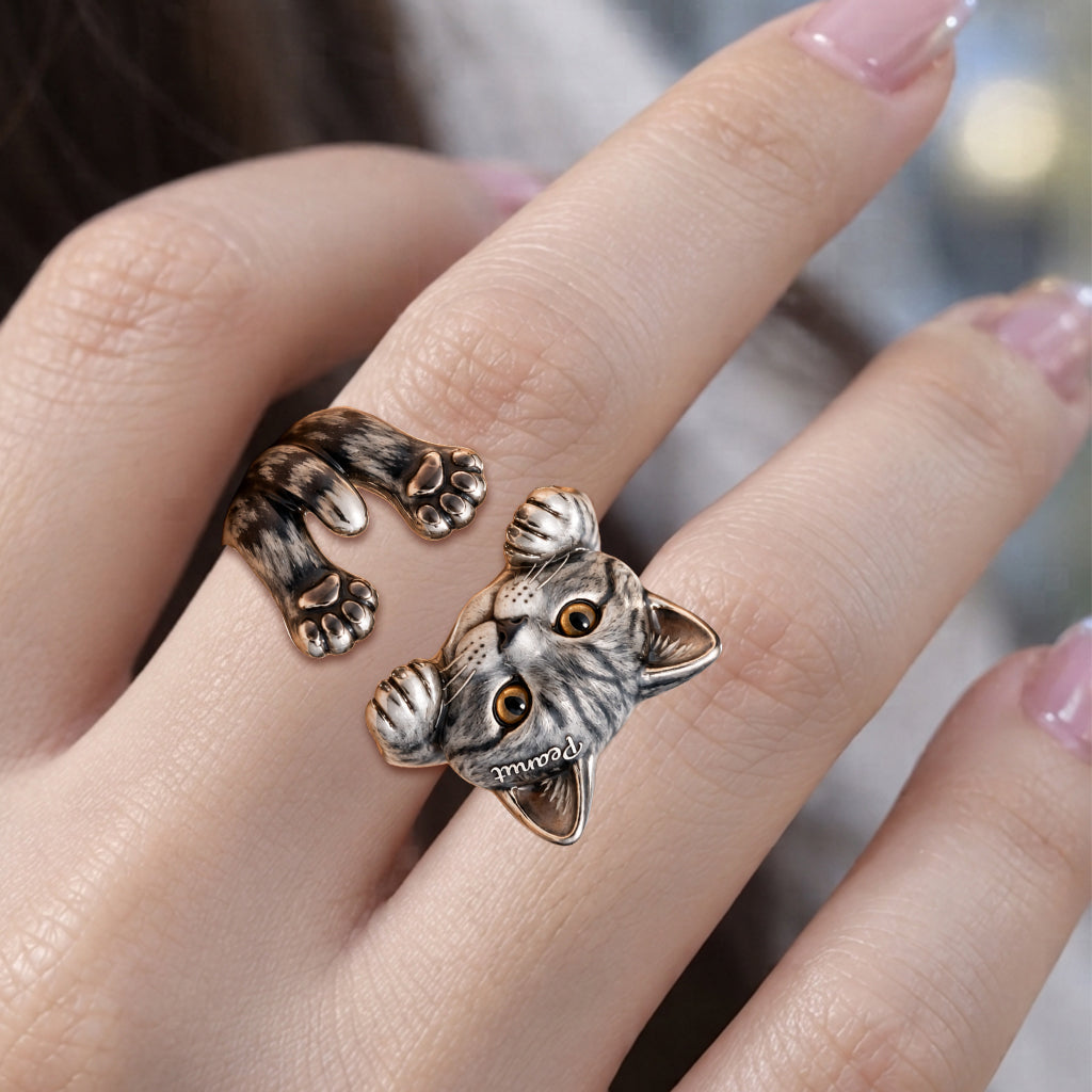 Little Paws, Endless Love - Personalized Cat Adjustable Shaped Ring