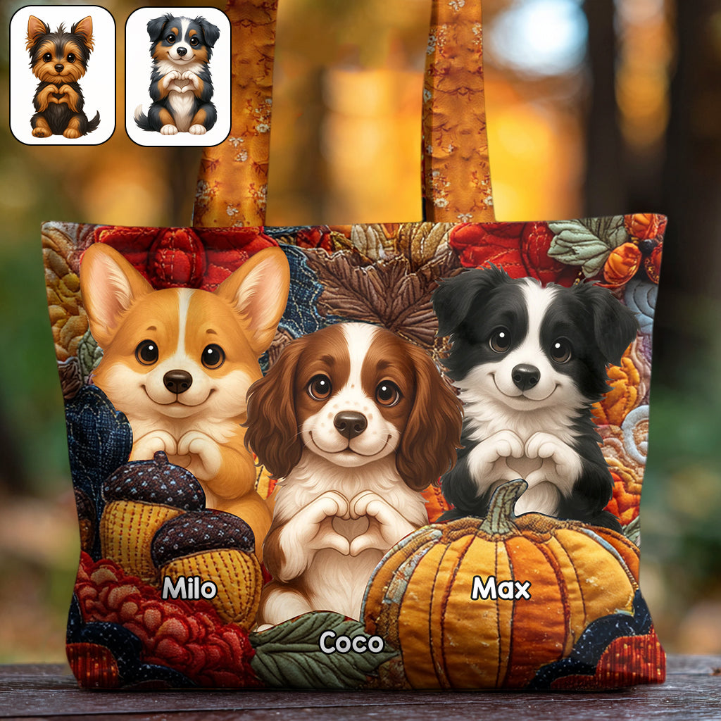 Love My Dog - Personalized Dog Quilted Tote Bag
