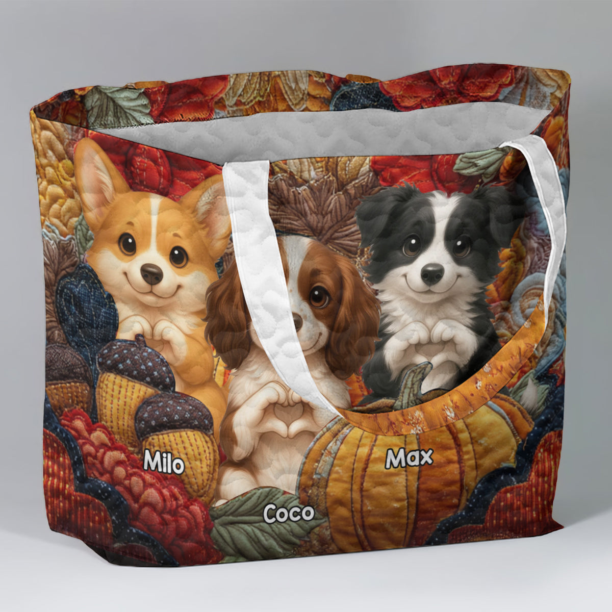 Love My Dog - Personalized Dog Quilted Tote Bag