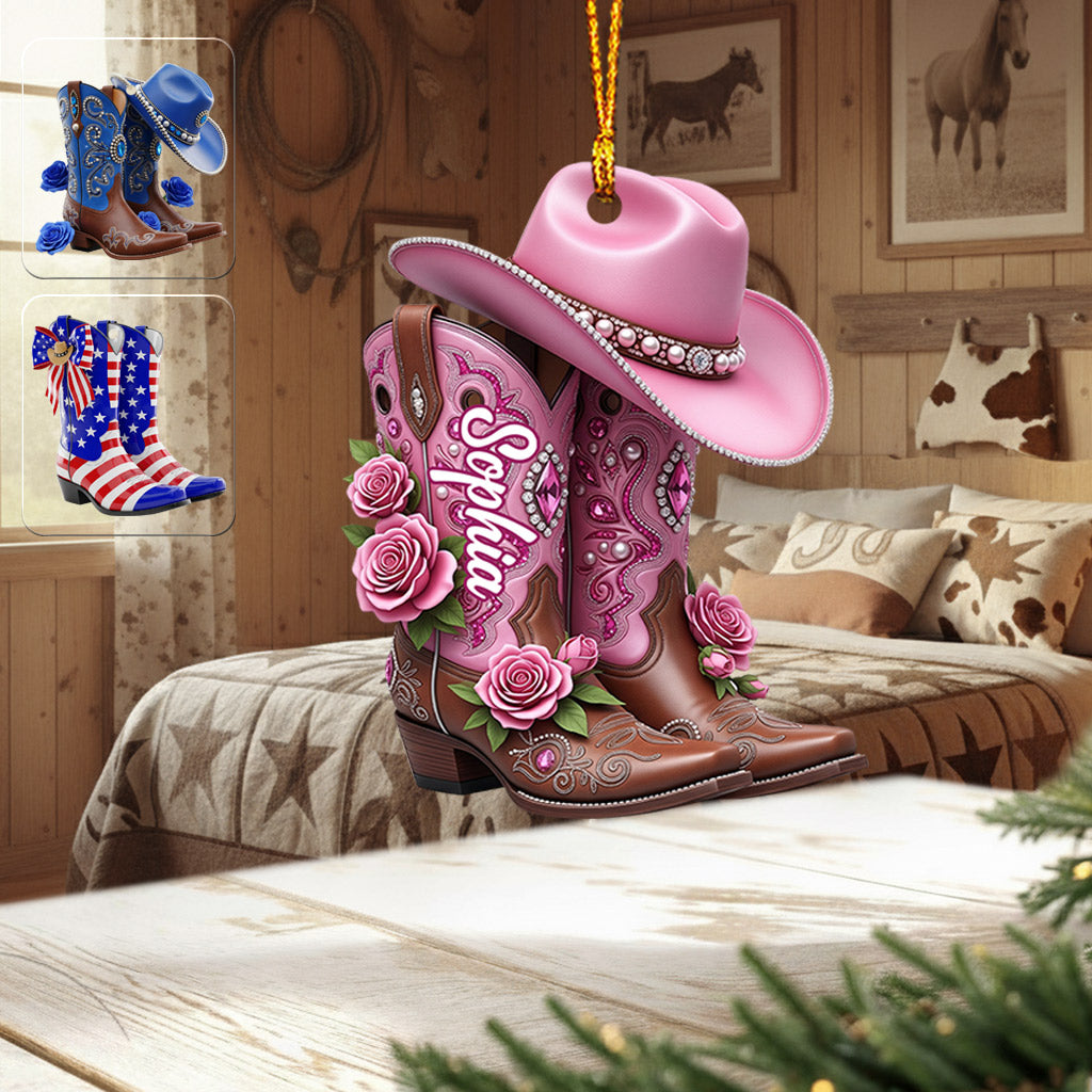 Cowgirl Boots - Personalized Cowgirl Ornament