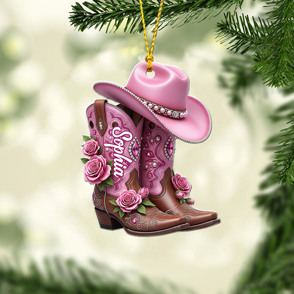 Cowgirl Boots - Personalized Cowgirl Ornament