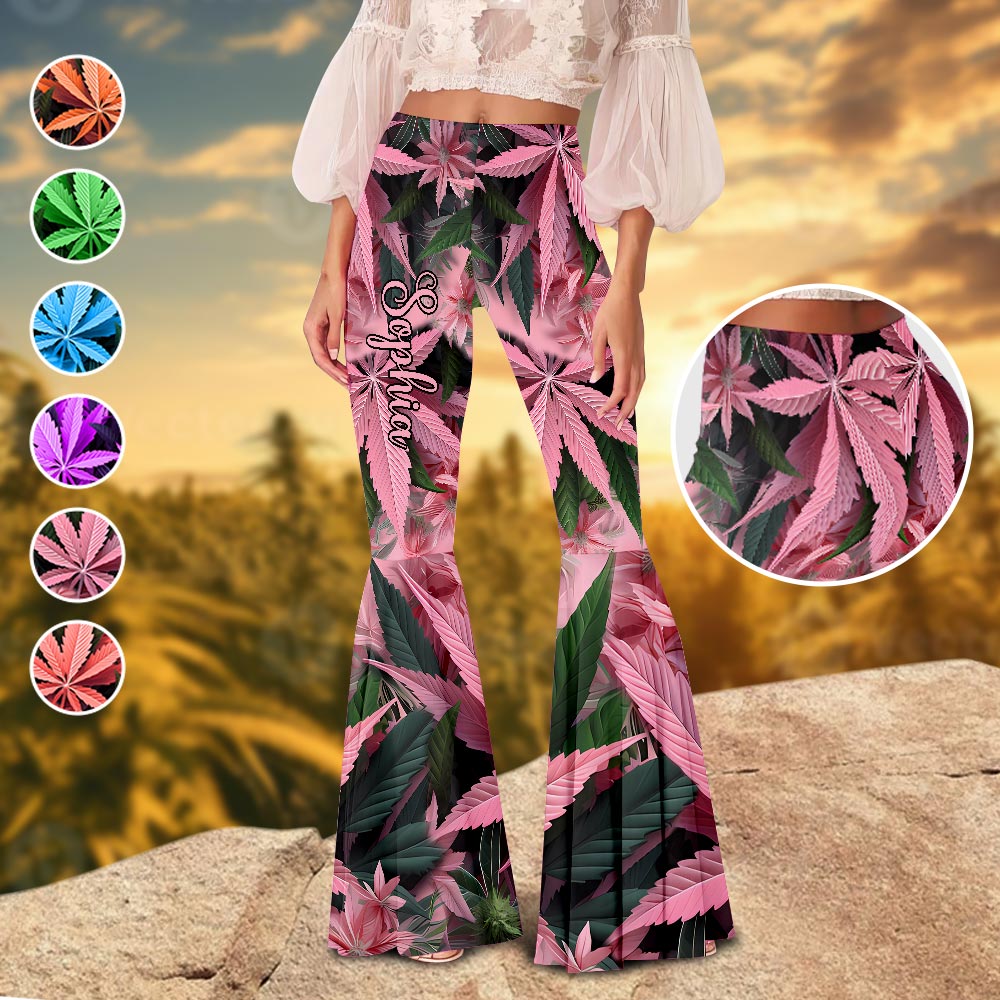 Stoner Chick - Personalized Weed Flare Leggings