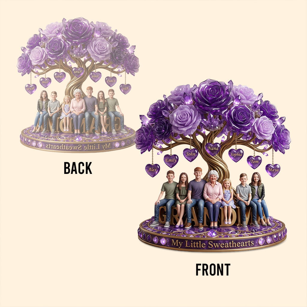 Custom Purple Rose Tree With Any Photo - Personalized Grandma Custom Shaped Acrylic Plaque