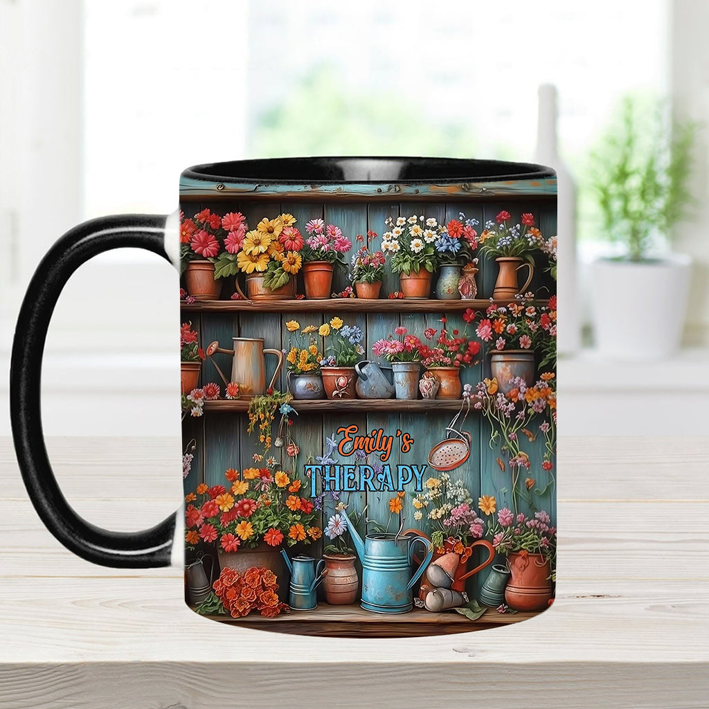 Gardening Is My Therapy - Personalized Gardening Accent Mug