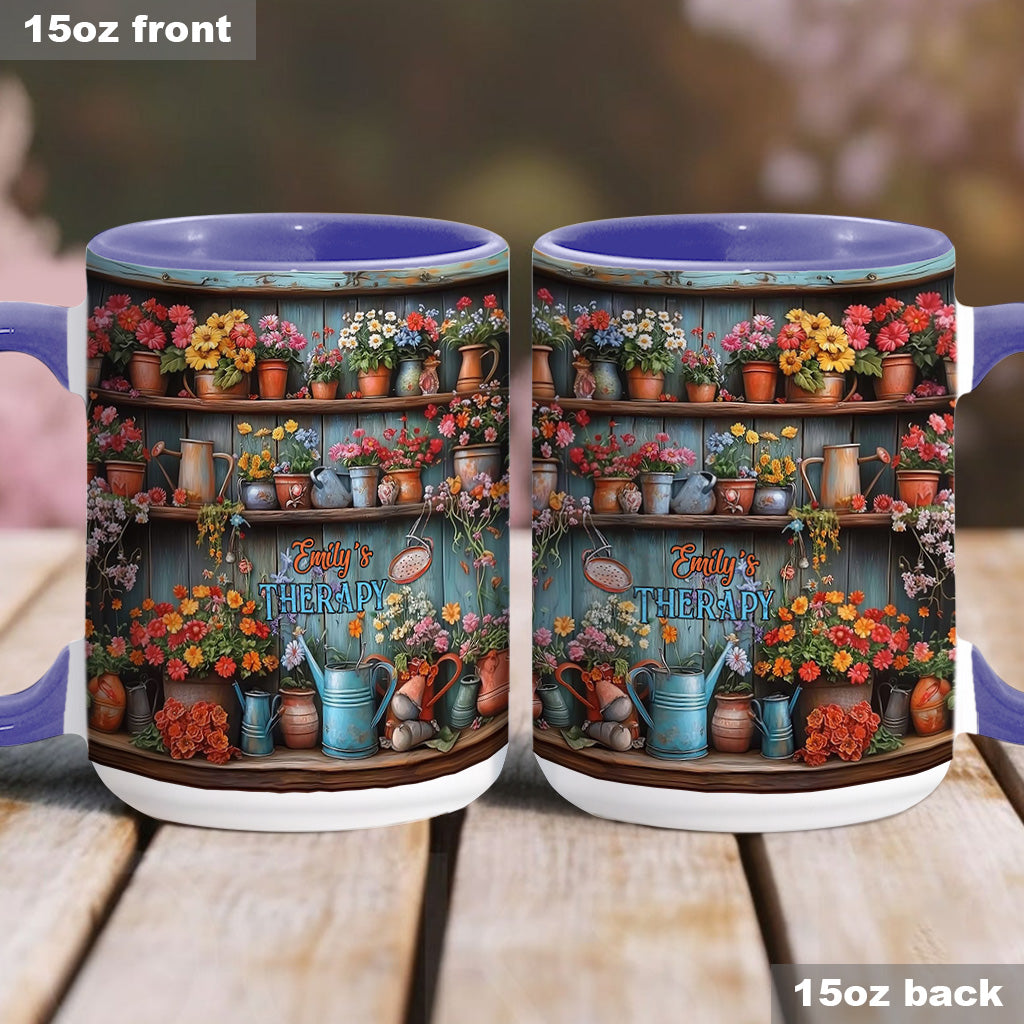 Gardening Is My Therapy - Personalized Gardening Accent Mug