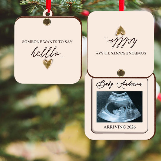 Pregnant Announcement - Personalized Pregnancy Flip Ornament