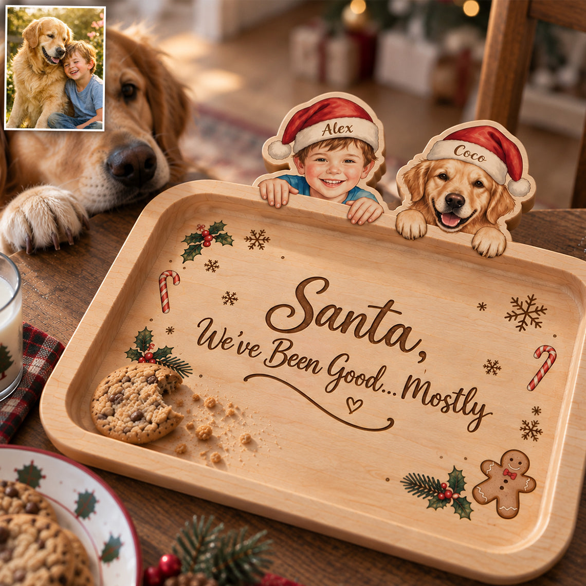 Cookies For Santa - Personalized Kid Wood Tray