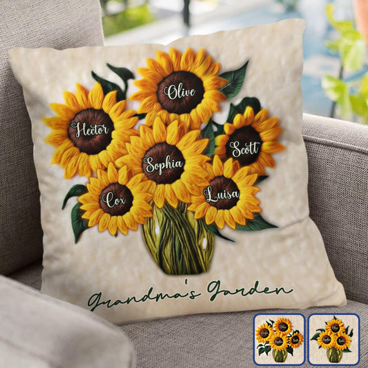 Le jardin de maman de grand-mère - Coussin décoratif personnalisé pour grand-mère