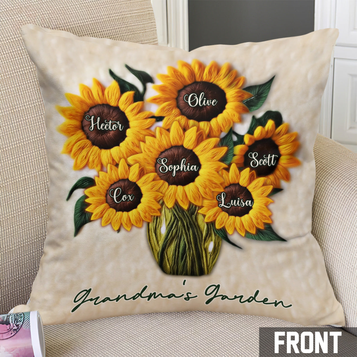 Le jardin de maman de grand-mère - Coussin décoratif personnalisé pour grand-mère