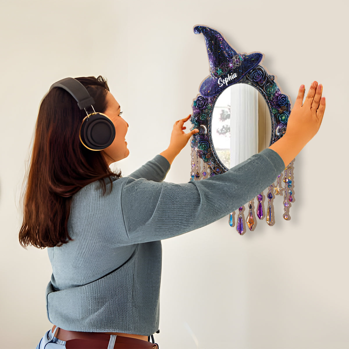 Décoration de chambre magique - Miroir mural personnalisé de sorcière