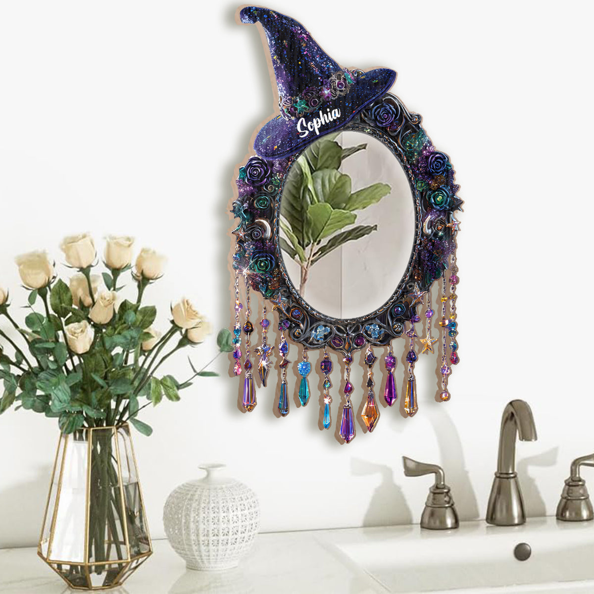 Décoration de chambre magique - Miroir mural personnalisé de sorcière