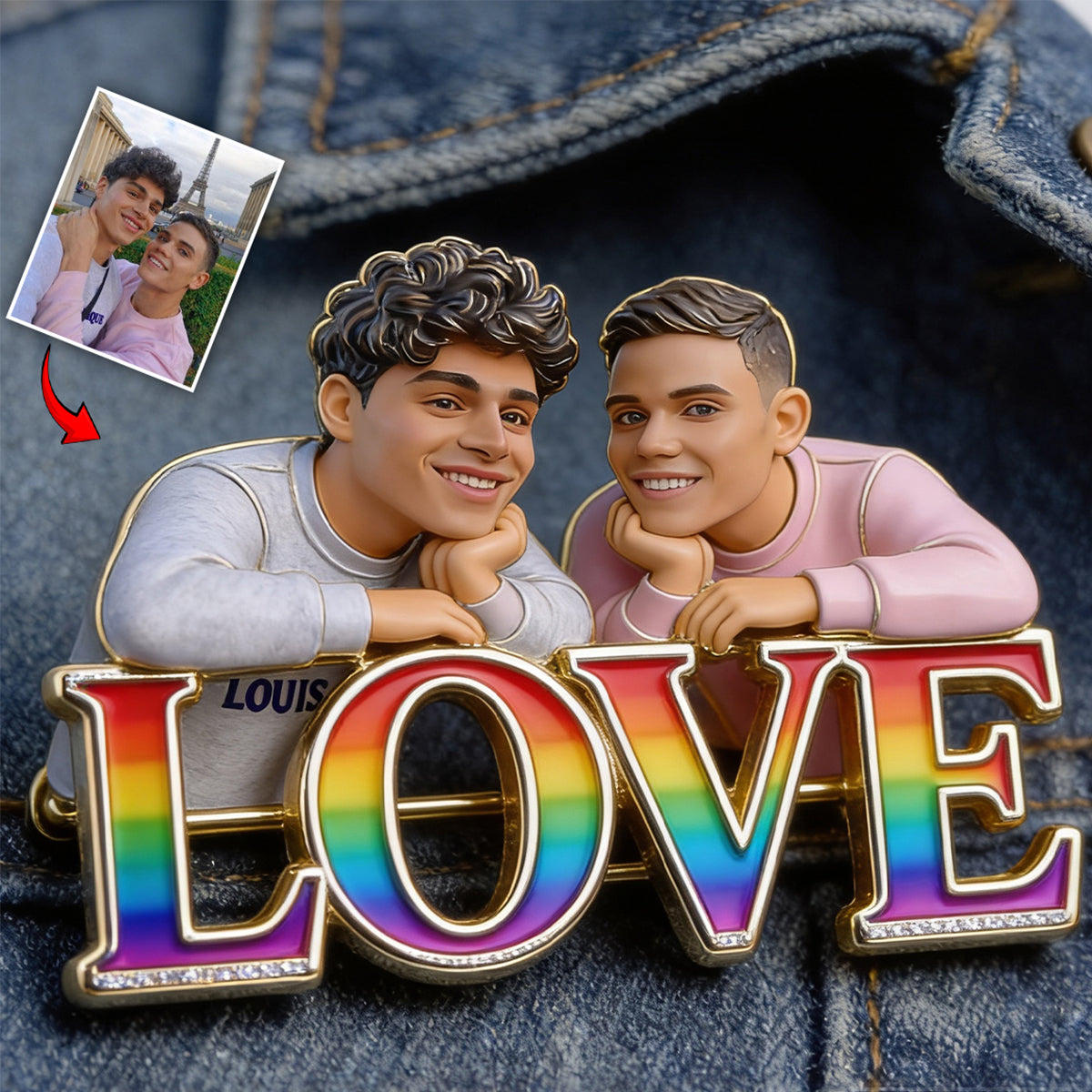 Épingle Émaillée Personnalisée - Soutien LGBT 3D Embossé
